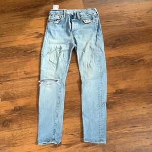 Levi’s Light Blue Slim Fit Men’s Jeans - Distressed Knee (ink stain)